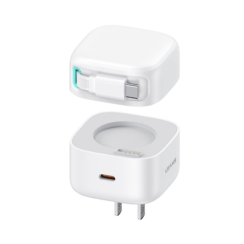 ZEERA Magnetic Modular GaN Wall Charger with Built-in Retractable Charging Cable for iPhone, MacBook Pro,iPad Pro