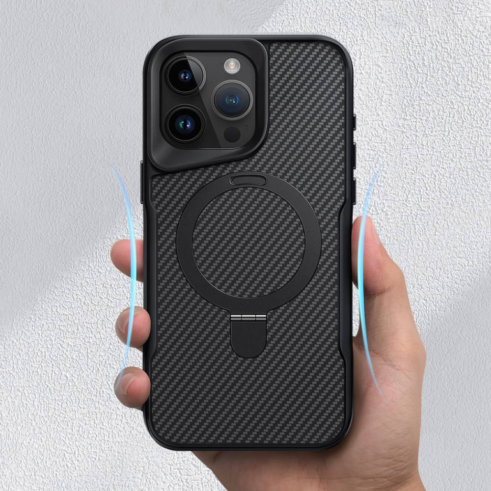 ZEERA MagDefender Pro: Premium MagSafe Kickstand Case with Carbon Fiber Texture